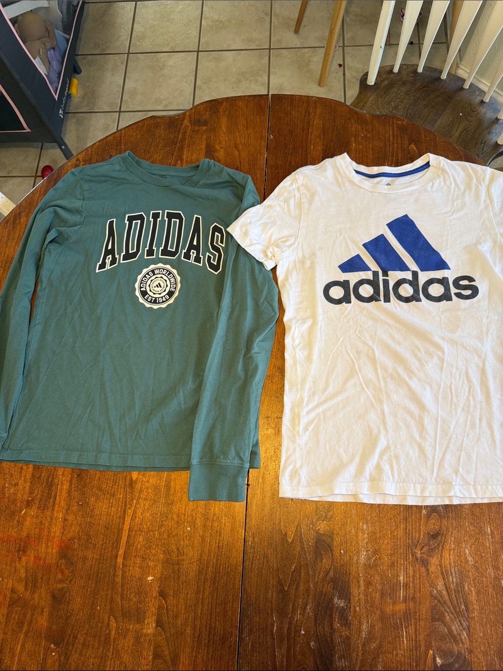 adidas Long and short Sleeve in Teal Green and White and  blue